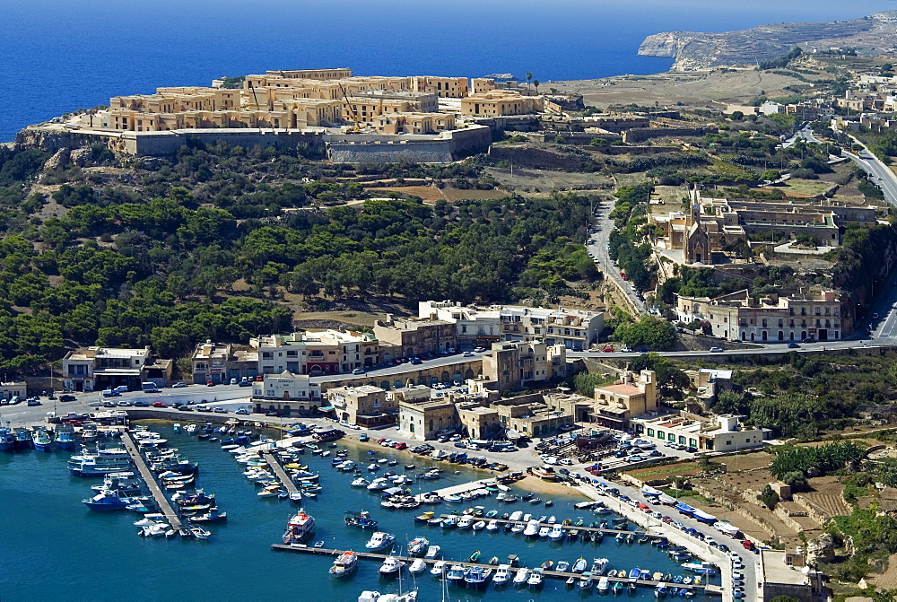 Aerial view of Mgarr, Gozo Island, Malta, Mediterranean, Europe