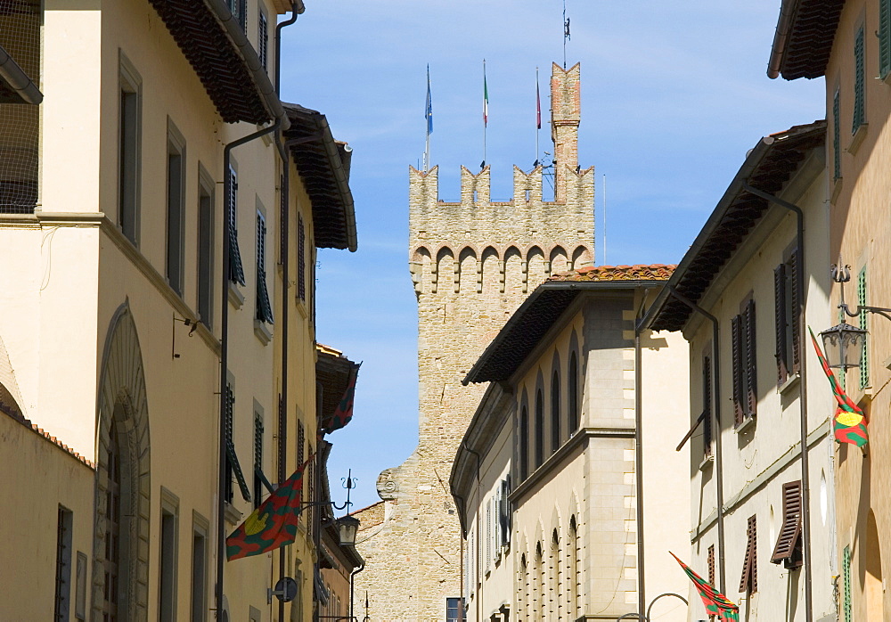 Via dell'Orto and Town Hall Tower, Arezzo, Tuscany, Italy, Europe