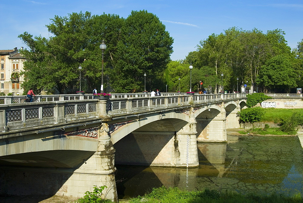 Giuseppe Verdi Bridge and Parma Creek, Parma, Emilia Romagna, Italy, Europe