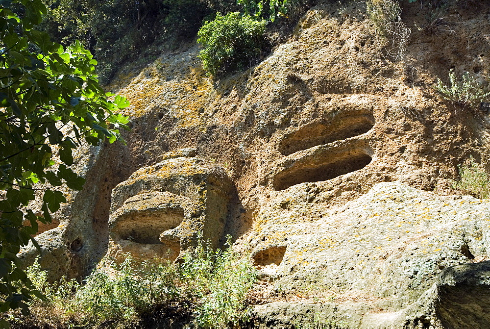 The Typhoon Tombs, Etruscan Necropolis of Sovana, Sovana, Grosseto, Tuscany, Italy, Europe