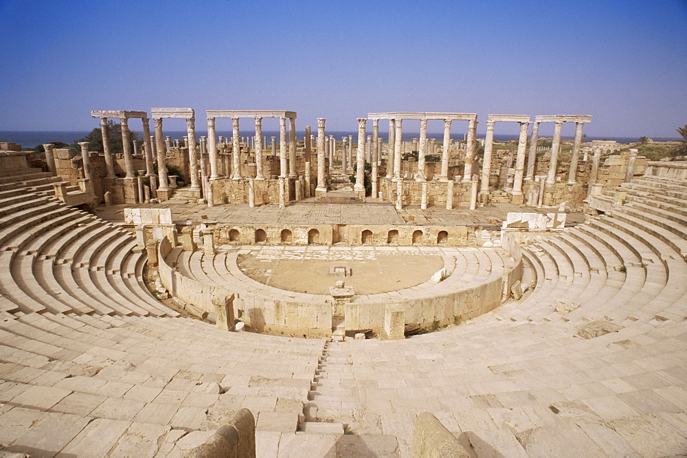 The theatre, Leptis Magna, UNESCO World Heritage Site, Libya, North Africa, Africa