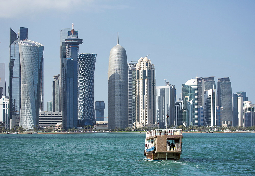 Futuristic skyscrapers in Doha, Qatar, Middle East