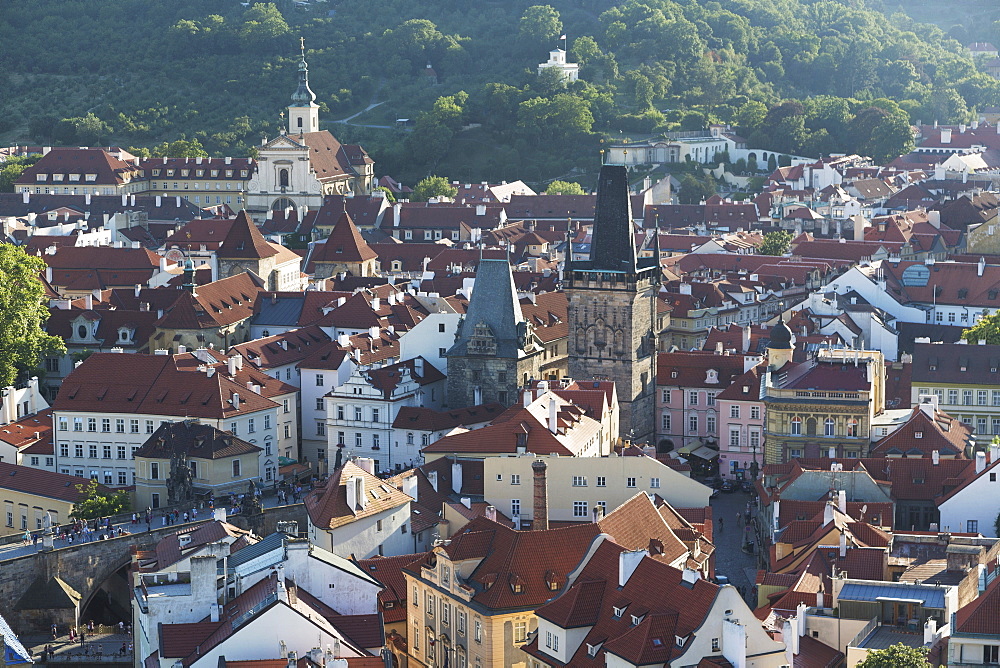 Elevated view over the city of Prague, Czech Republic, Europe