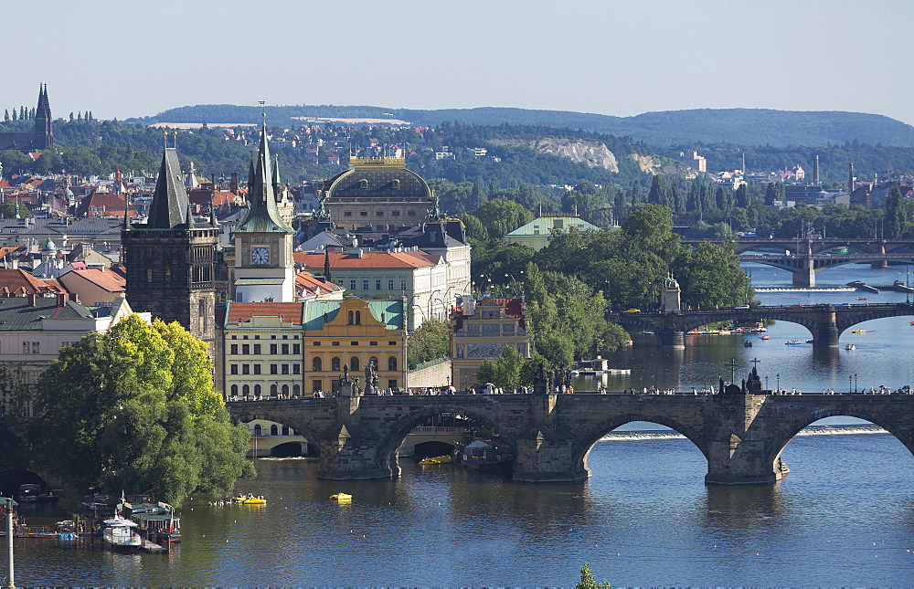 Bridges over the Vltava River, Prague, Czech Republic, Europe