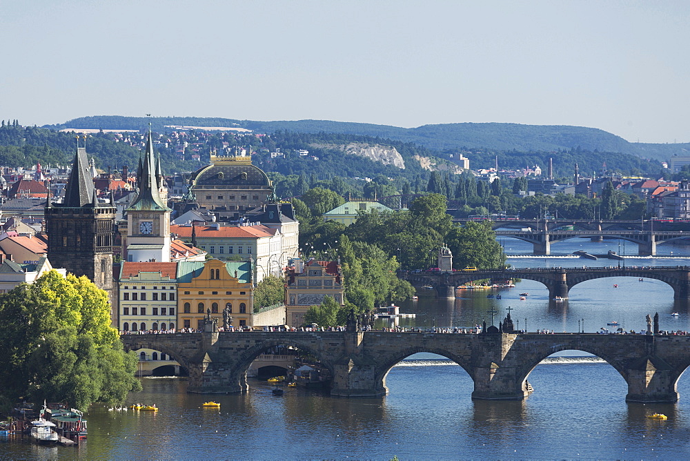 Bridges over the Vltava River, Prague, Czech Republic, Europe