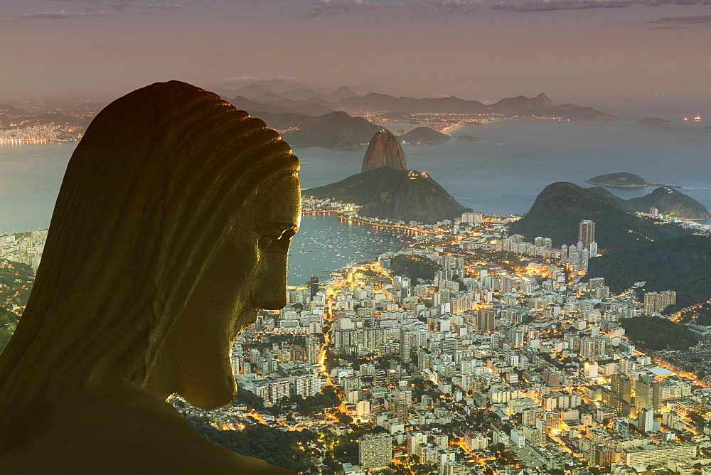 Head of statue of Christ the Redeemer, Corcovado, Rio de Janeiro, Brazil, South America