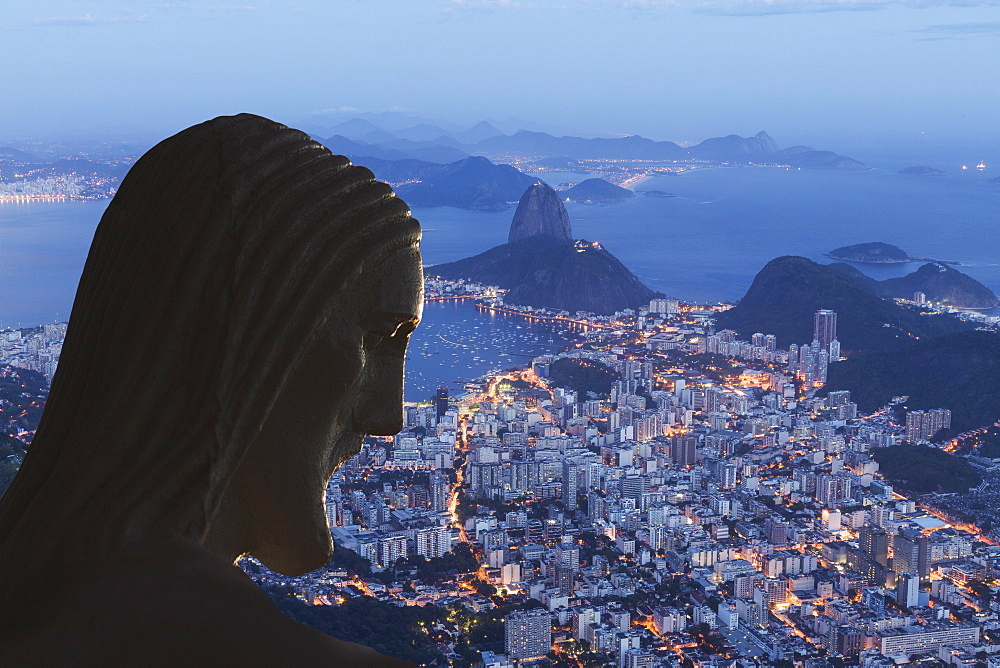 Head of statue of Christ the Redeemer, Corcovado, Rio de Janeiro, Brazil, South America