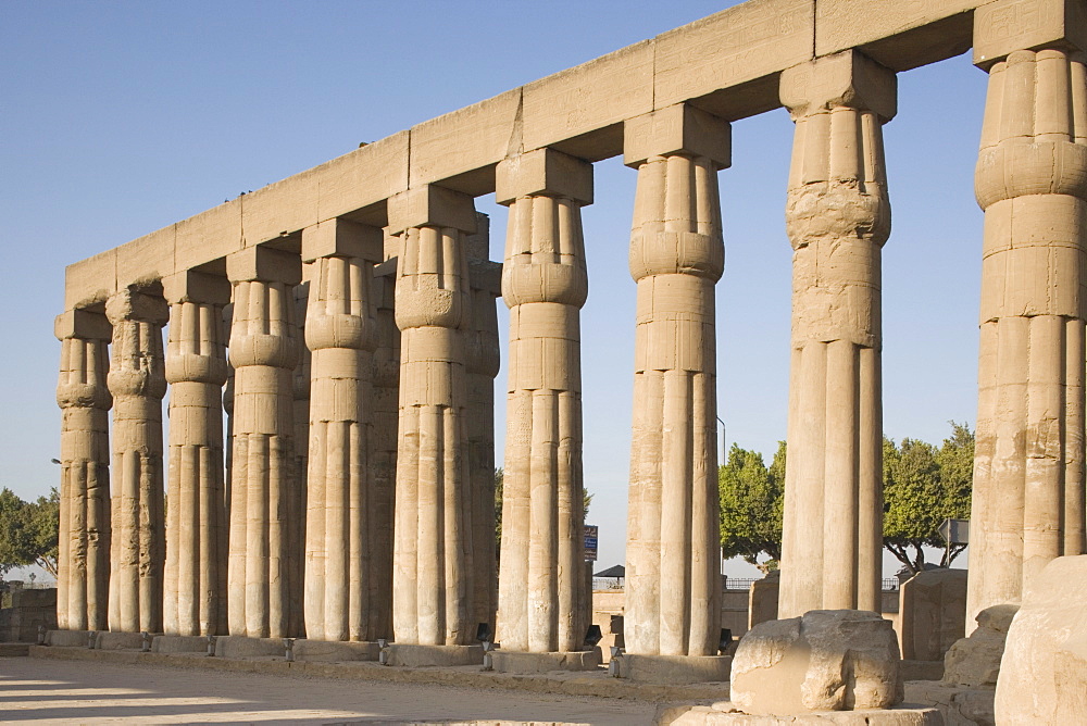 Great Court of Ramesses II, Luxor Temple, Luxor, Thebes, UNESCO World Heritage Site, Egypt, North Africa, Africa