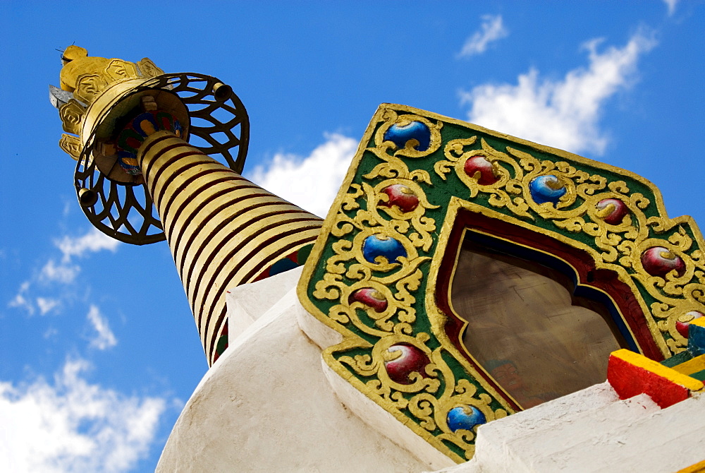 Stupa against blue sky, temple, Yushu, Qinghai, China, Asia