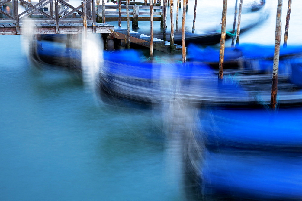 Gondolas moored in St. Mark's Basin, Venice, UNESCO World Heritage Site, Veneto, Italy, Europe