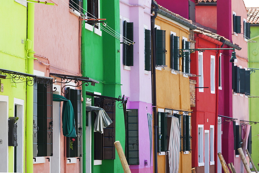 Traditional colourful houses in Burano, Venice, UNESCO World Heritage Site, Veneto, Italy, Europe