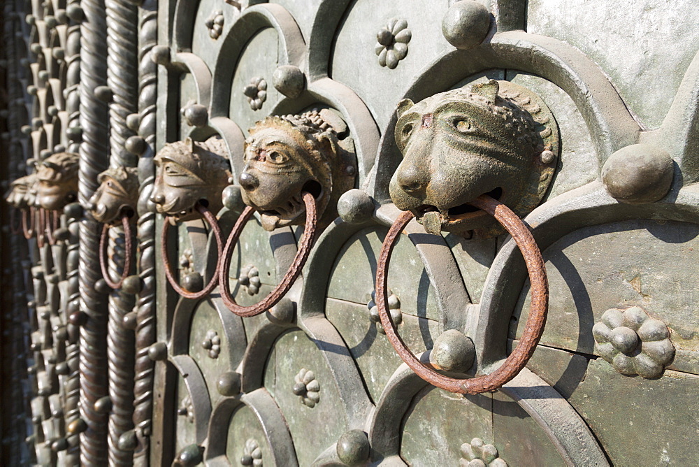 Detail of door of Basilica di San Marco (St. Mark's Basilica), St. Mark's Square, Venice, UNESCO World Heritage Site, Veneto, Italy, Europe