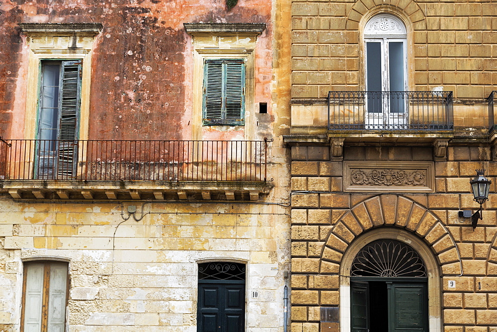 Crumbling houses in the baroque city of Lecce, Puglia, Italy, Europe