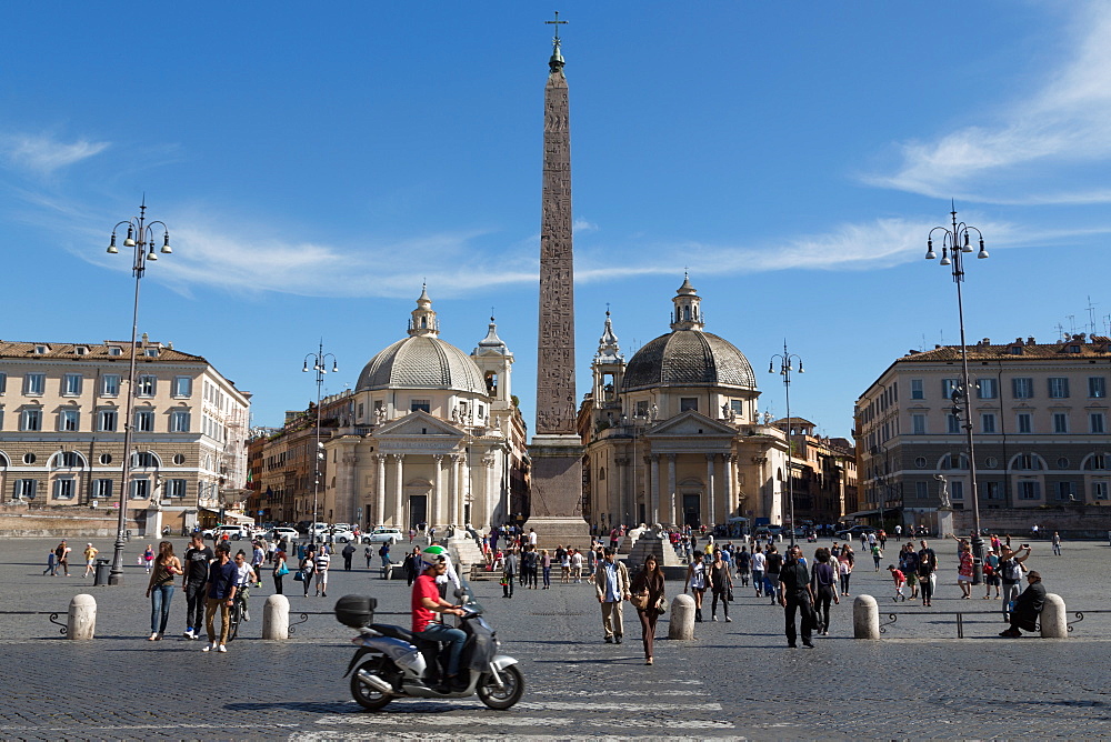 Tourists enjoying Piazza Popolo, Rome, Lazio, Italy, Europe