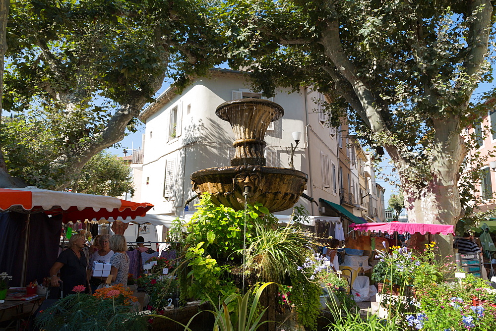 Traditional open air market in the historic town of Cassis, Cote d'Azur, Provence, France, Europe