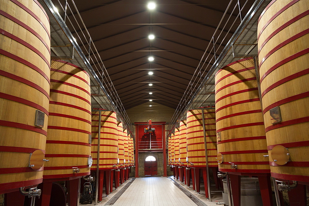 Wine vats in a bodega in Rioja, Spain, Europe