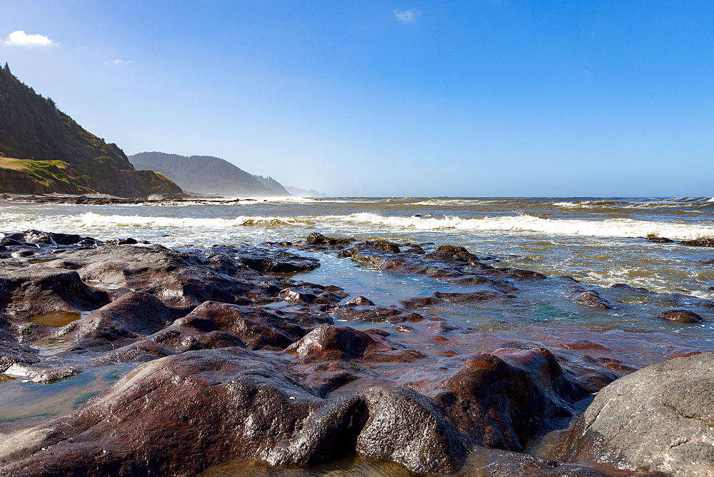 Rock pools on the dramatic coastline of the Pacific Northwest, United States of America, North America