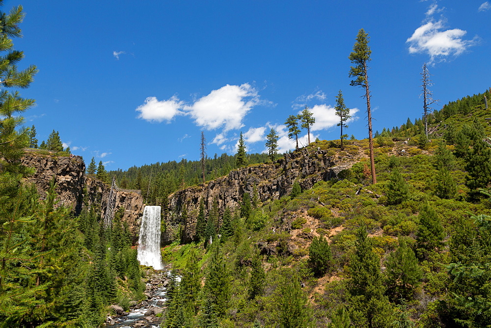 Tumalo Falls, a 97-foot waterfall on Tumalo Creek, in the Cascade Range west of Bend, Oregon, United States of America, North America