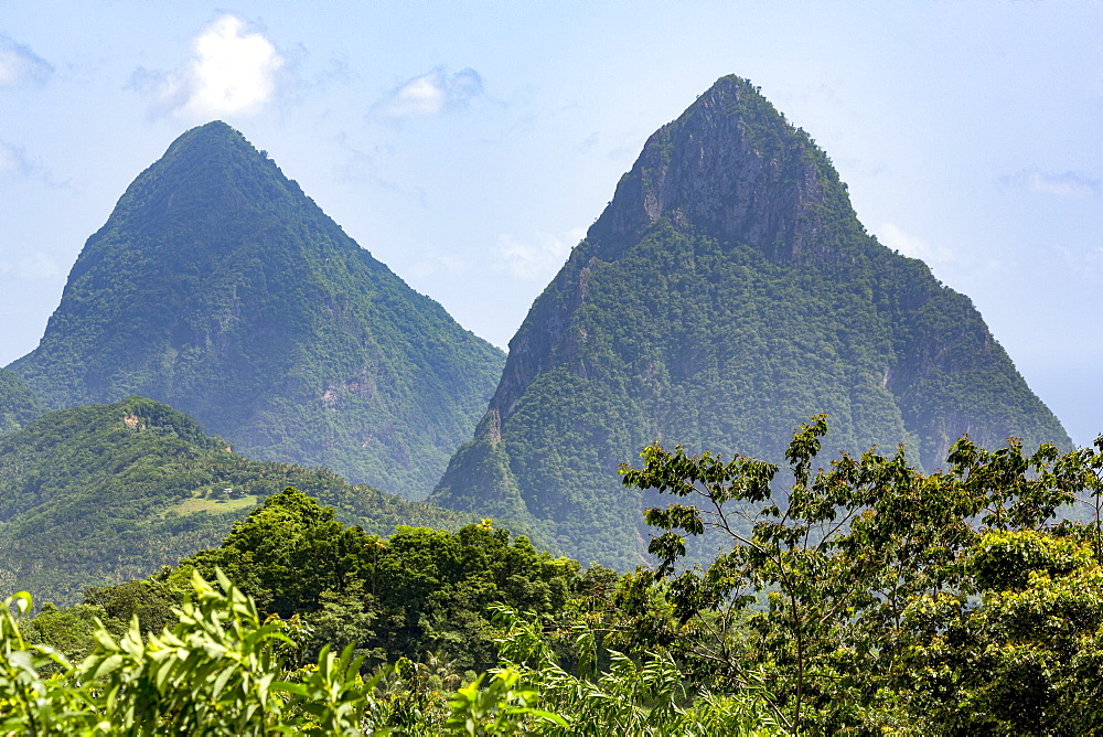 The Two Pitons, UNESCO World Heritage Site, near Soufriere, St. Lucia, Windward Islands, West Indies Caribbean, Central America