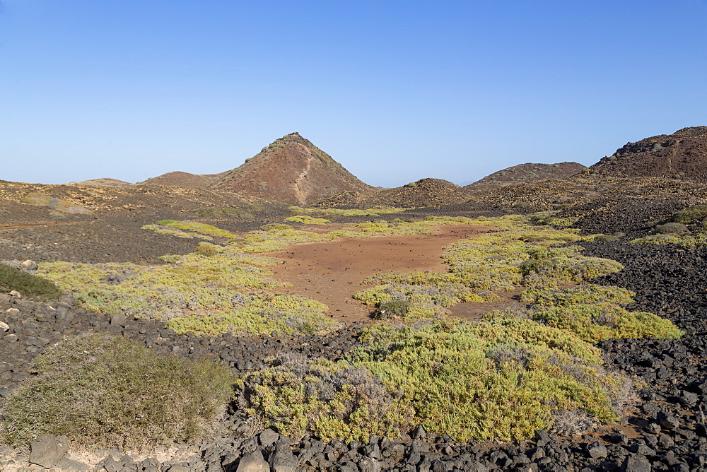 The island of Lobos off the coast of Fuerteventura near Corralejo, Lobos, Canary Islands, Spain, Atlantic, Europe