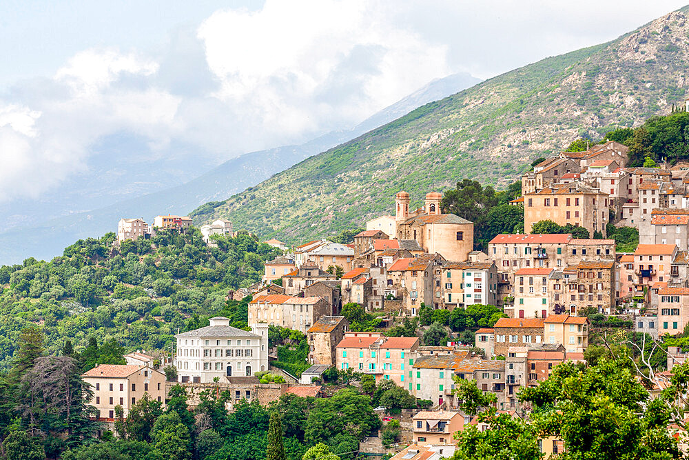 The small hill town of Oletta in northern Corsica, France, Mediterranean, Europe