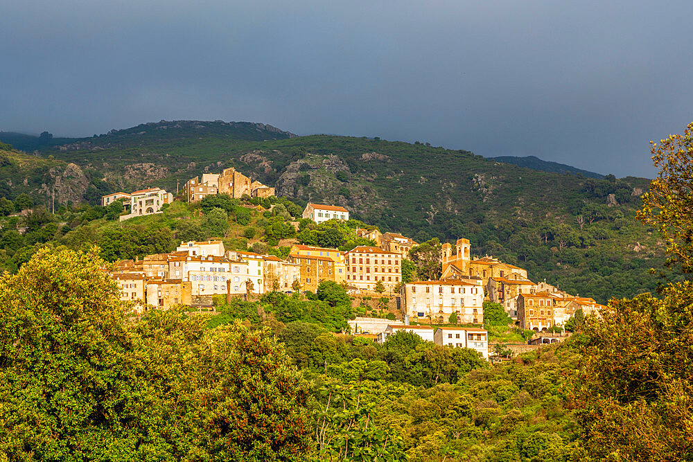 The small hill town of Oletta in northern Corsica, France, Mediterranean, Europe