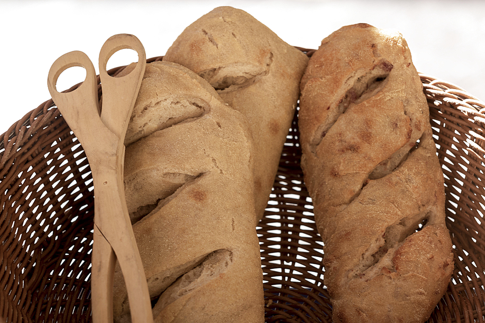 Fresh bread for sale at Marche Aux Fleurs (flower market), Cours Saleya, Nice, French Riviera