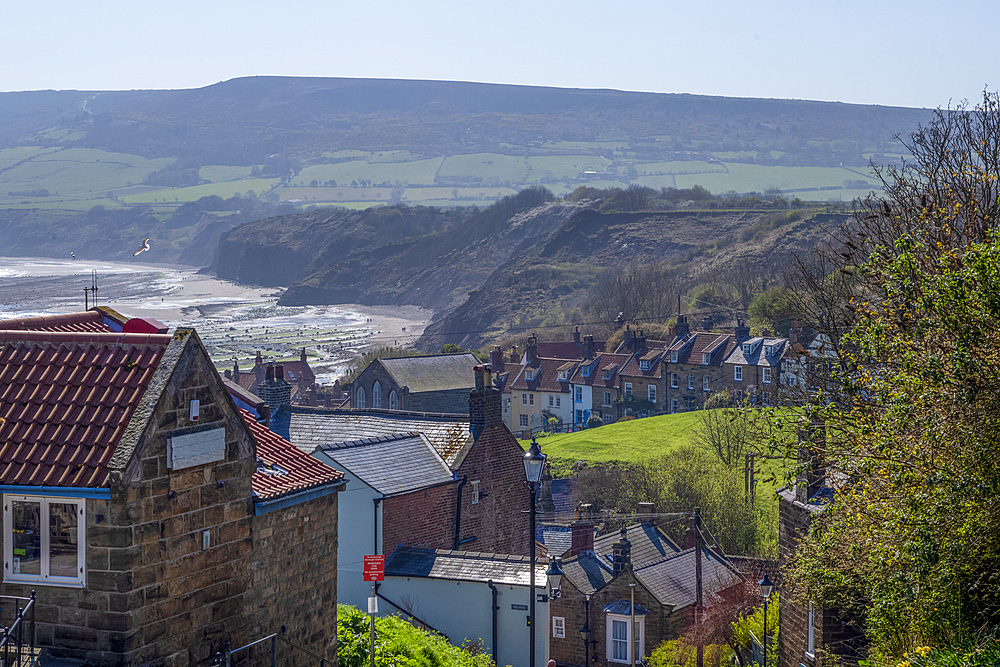Houses leading down to the coast in the small fishing village of Robin Hood's Bay, Yorkshire