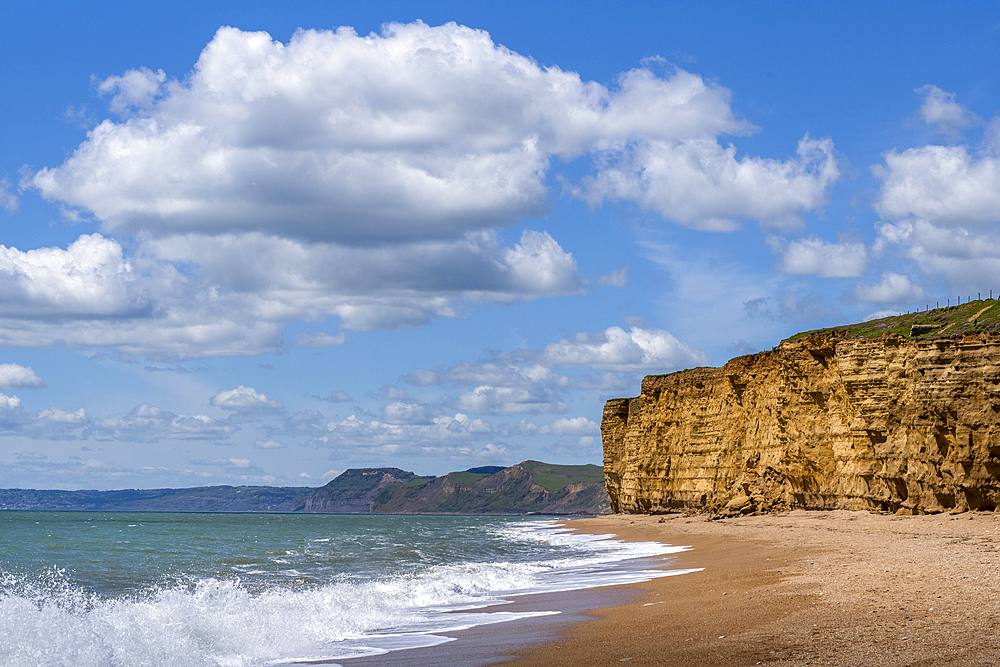 High cliffs and beach on the Dorset Jurassic Coast, UNESCO, United Kingdom