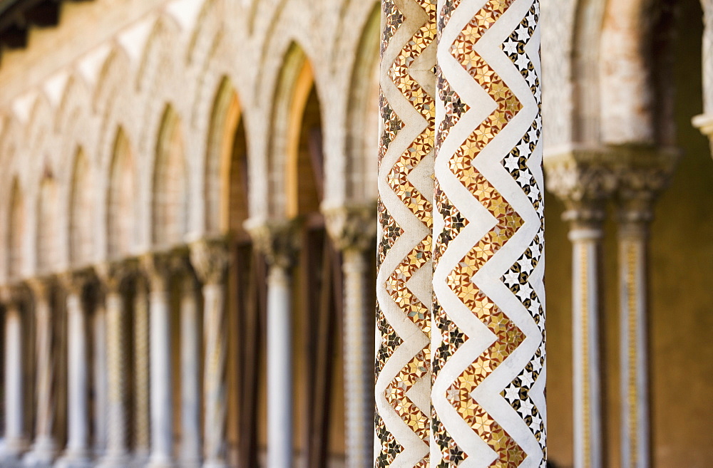 Cloisters, Benedictine Monastery, Monreale, Palermo, Sicily, Italy, Europe