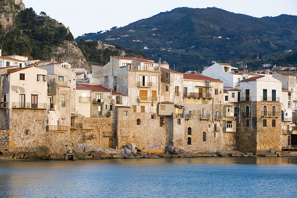 Fishermens houses, Cefalu, Sicily, Italy, Europe