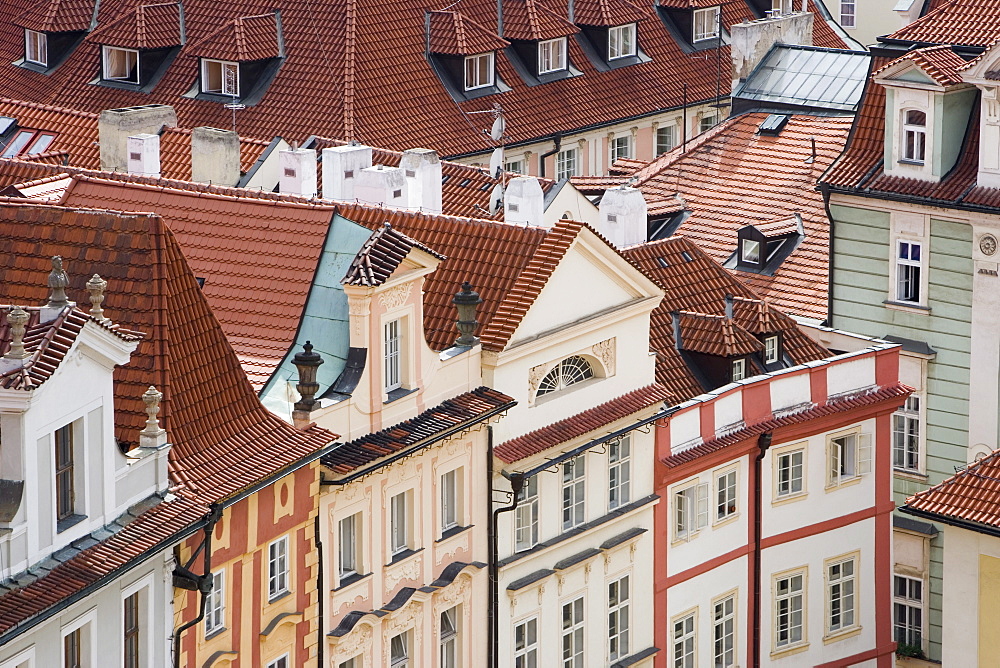 View of rooftops from Town Hall tower, Old Town, Prague, Czech Republic, Europe