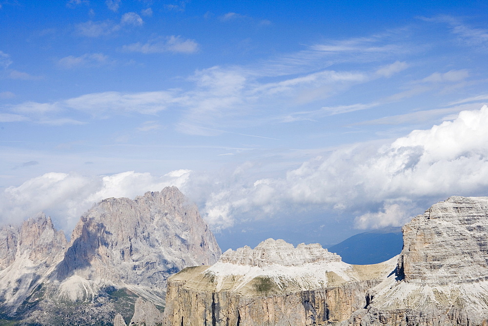 View of the Sassolungo range from Gruppo del Sella, Dolomites, Italy