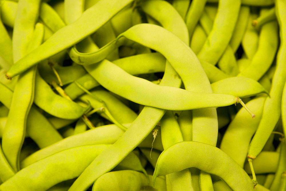 Runner beans for sale, Mercado Central, central market, Valencia, Costa del Azahar, Spain, Europe