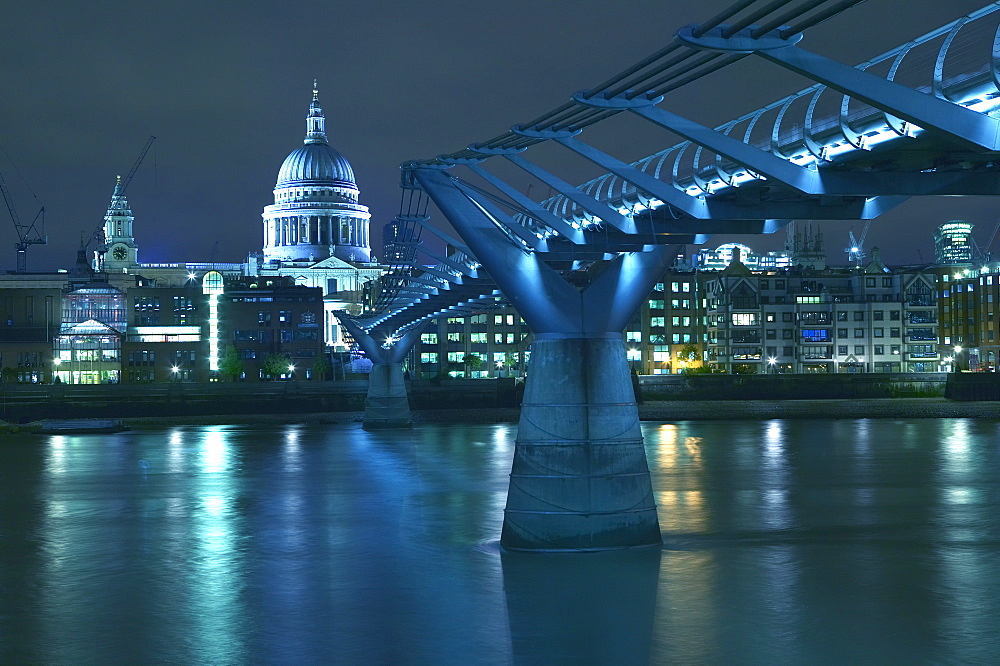 St Paul's Cathedral and the Millennium Bridge, London, England, United Kingdom, Europe