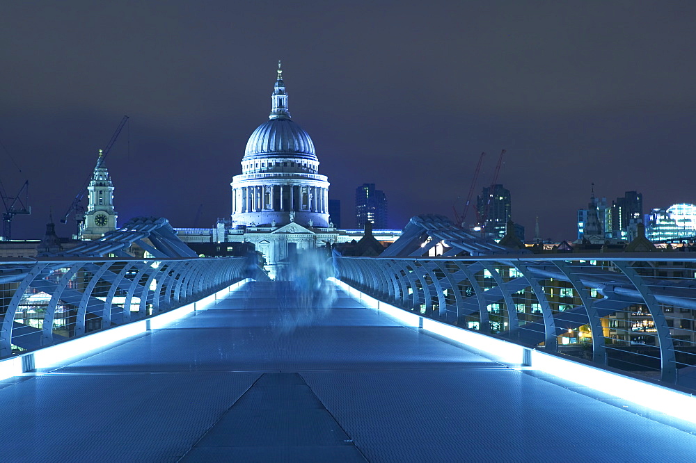 St Paul's Cathedral and the Millennium Bridge, London, England, United Kingdom, Europe