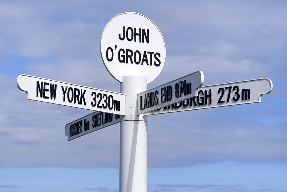 Multi directional signpost, John O'Groats, Caithness, Highland Region, Scotland, United Kingdom, Europe