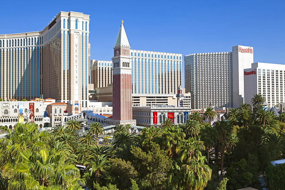 Hotels and casinos along The Strip, Las Vegas, Nevada, United States of America, North America