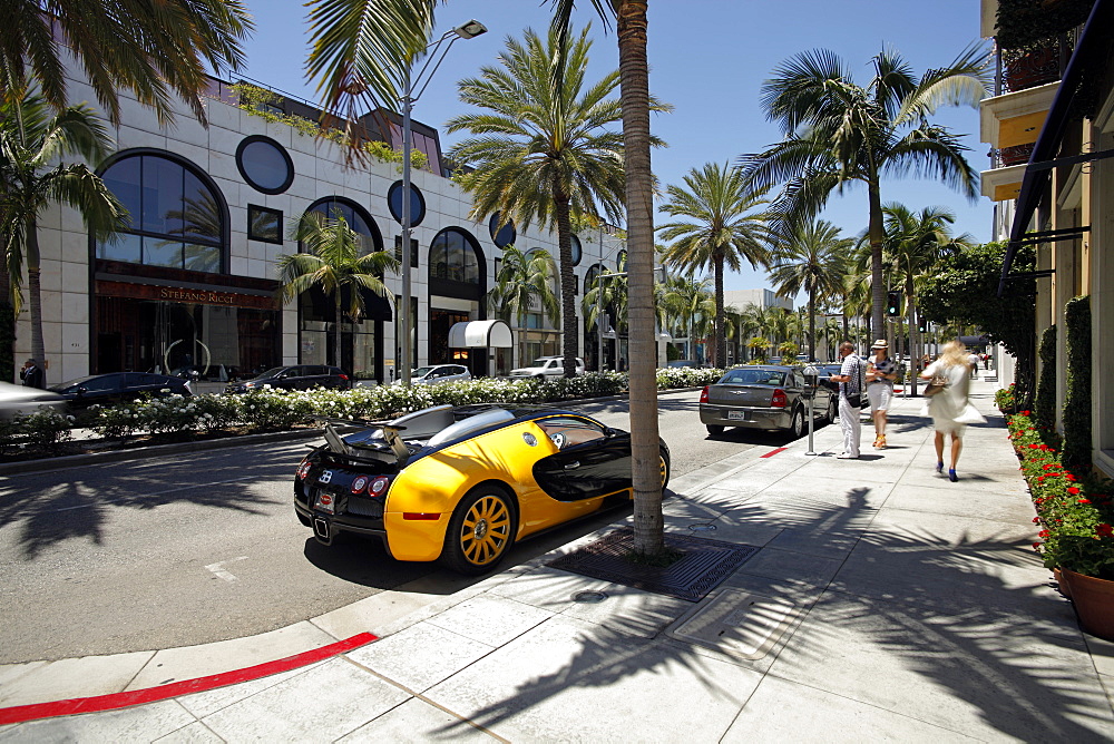 Luxury car parked on Rodeo Drive, Beverly Hills, Los Angeles, California, United States of America, North America