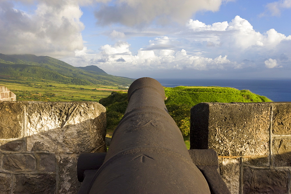 Brimstone Hill Fortress, 18th century compound, lined with 24 cannons, largest and best preserved fortress in the Caribbean, Brimstone Hill Fortress National Park, UNESCO World Heritage Site, St. Kitts, Leeward Islands, West Indies, Caribbean, Central America