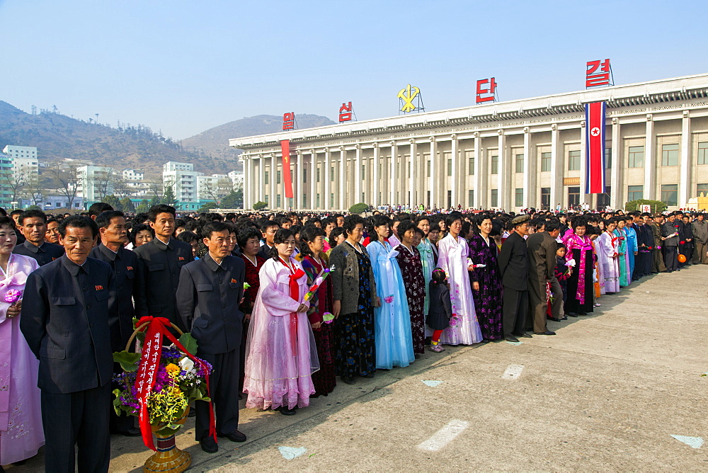 Celebrations on the 100th anniversary of the birth of President Kim Il Sung on April 15th 2012, Pyongshong, satellite city outside Pyongyang, Democratic People's Republic of Korea (DPRK), North Korea, Asia