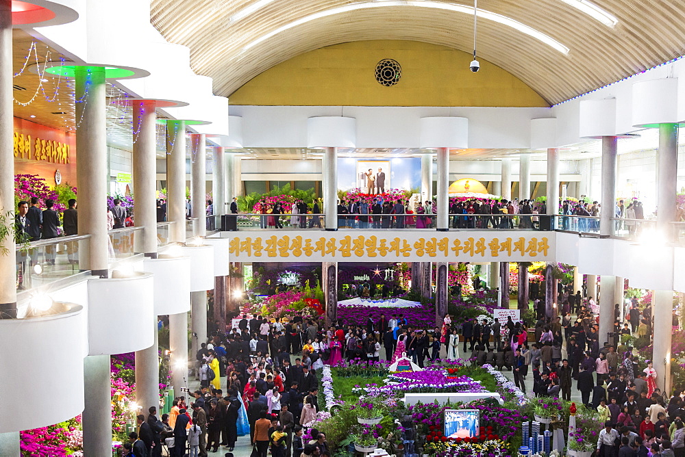 Kimilsungia Flower Exhibition Hall with flower show to celebrate Kim Il Sung's 100th Anniversary, Pyongyang, Democratic People's Republic of Korea (DPRK), North Korea, Asia