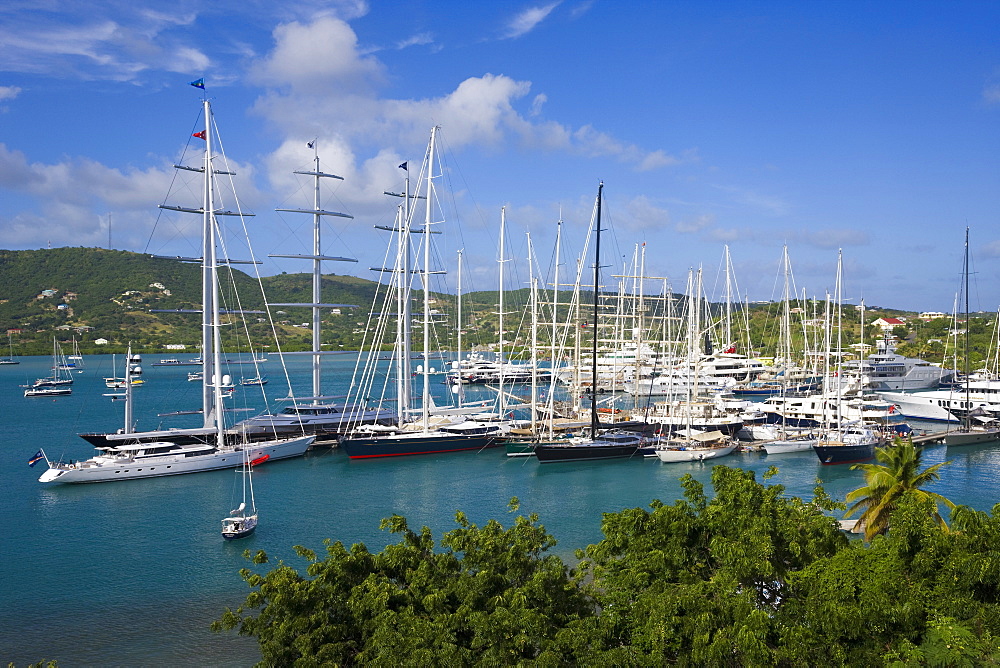 Yachts moored in English Harbour, Nelson's Dockyard, Antigua, Leeward Islands, West Indies, Caribbean, Central America