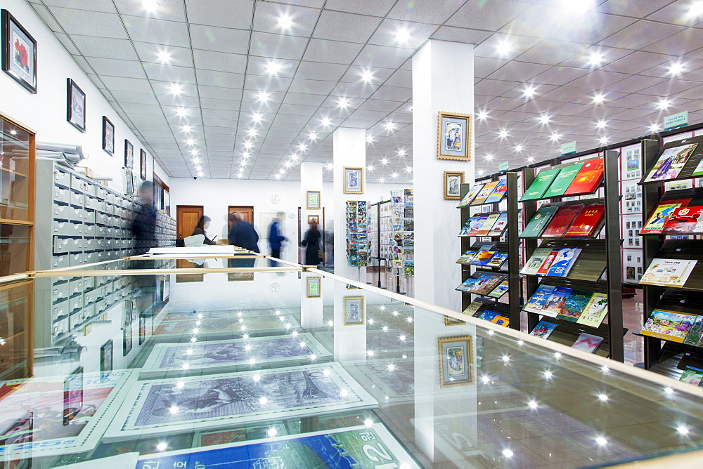 Interior of a Stamp shop, Pyongyang, Democratic People's Republic of Korea (DPRK), North Korea, Asia