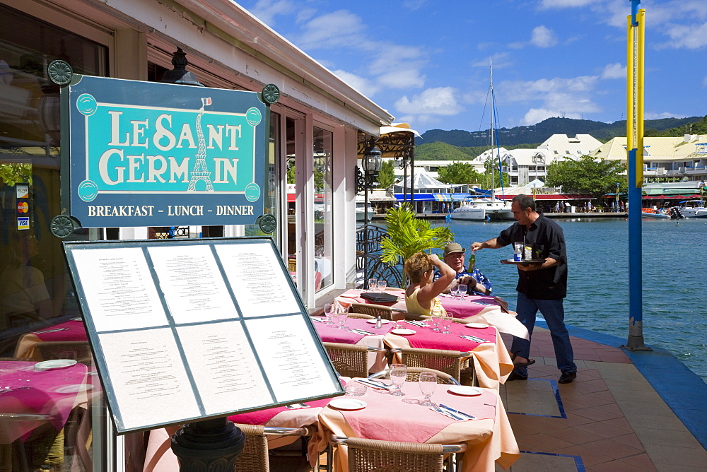 Restaurants in the French town of Marigot, St. Martin, Leeward Islands, West Indies, Caribbean, Central America