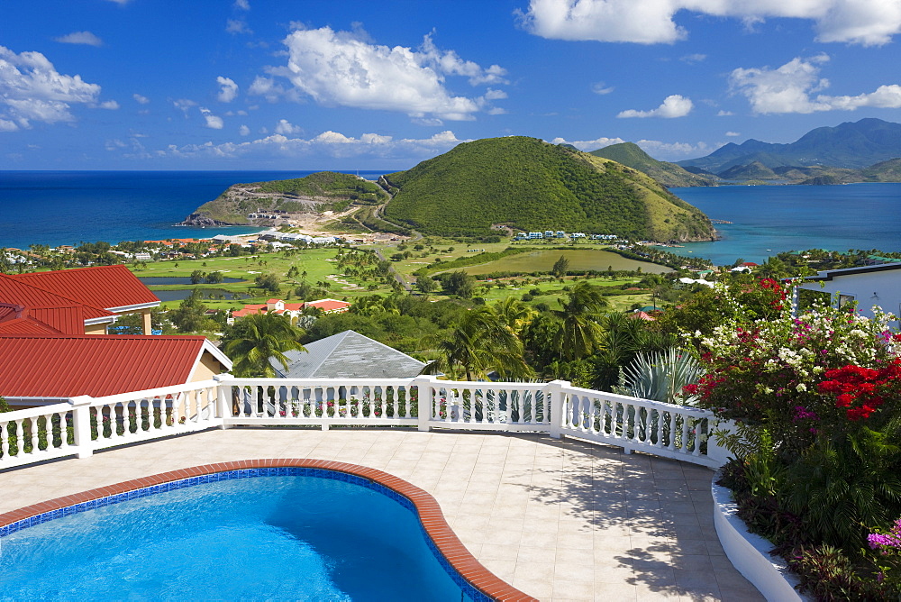 New luxury housing overlooking Frigate Bay on southeast peninsula, St. Kitts, Leeward Islands, West Indies, Caribbean, Central America