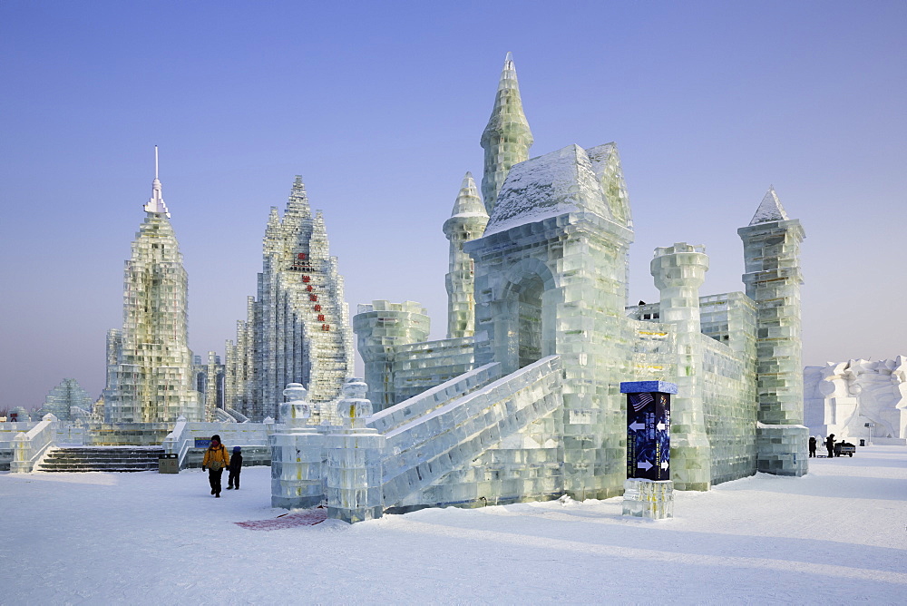 Spectacular ice sculptures at the Harbin Ice and Snow Festival in Harbin, Heilongjiang Province, China, Asia