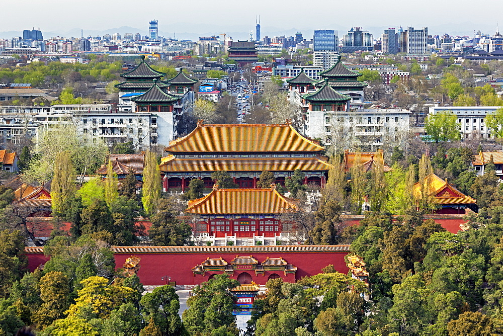 The Forbidden City in Beijing looking South taken from the viewing point of Jingshan Park, Beijing, China, Asia