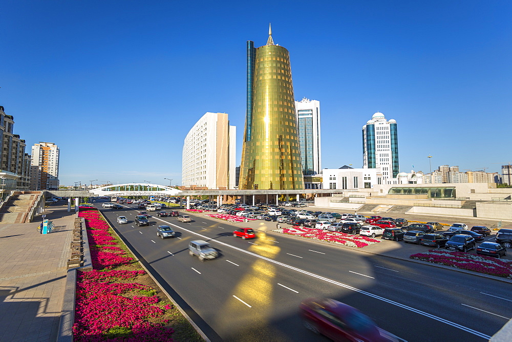 Twin golden conical business centres, Astana, Kazakhstan, Central Asia