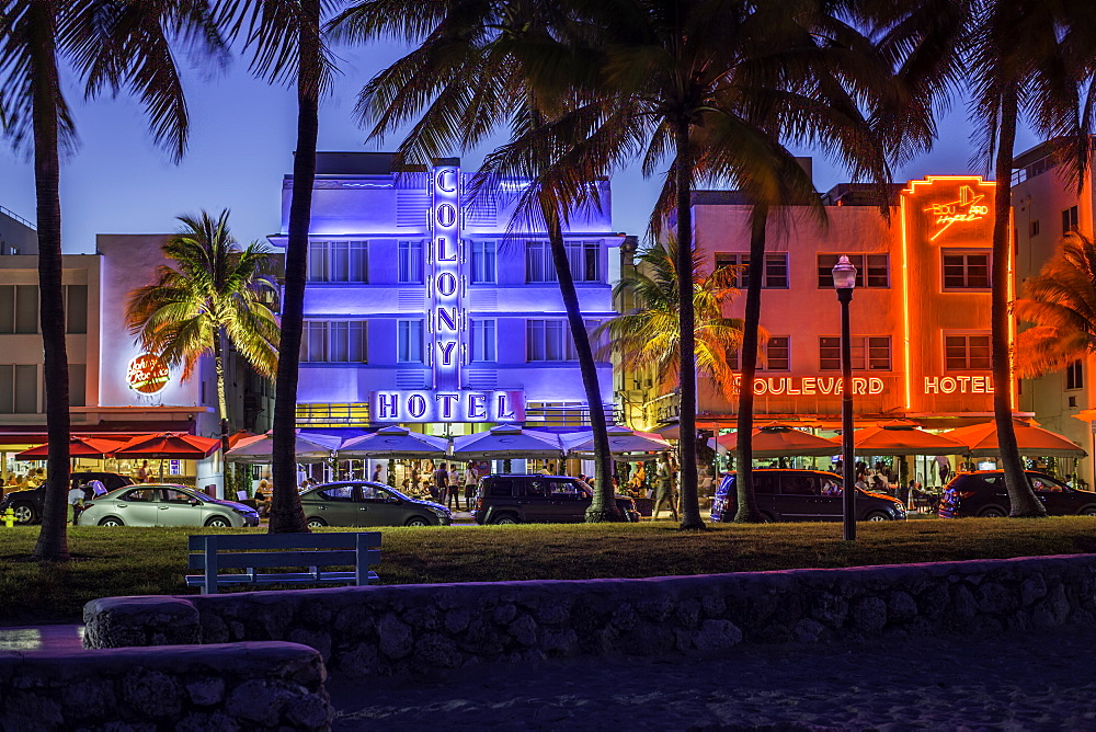 Art deco district, Ocean Drive, South Beach, Miami Beach, Miami, Florida, United States of America, North America